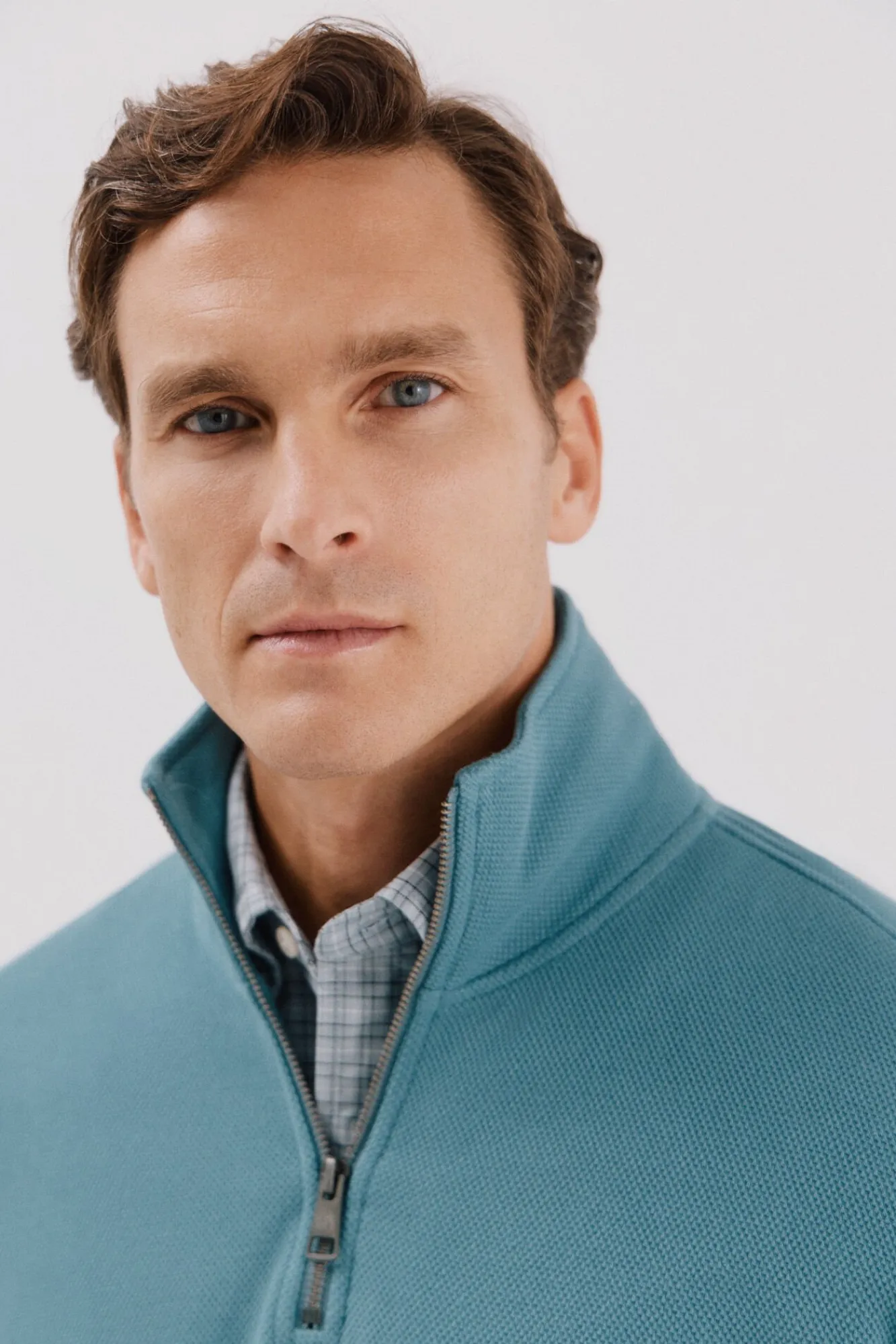 Cortefiel Sweatshirts-Sweatshirt com gola e fecho-éclair Azul