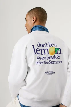 Pepe Jeans Sweatshirts-Sweatshirt com gola redonda , logo frontal e estampado nas costas. branco
