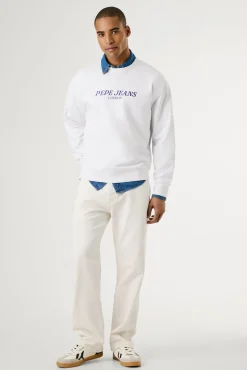 Pepe Jeans Sweatshirts-Sweatshirt com gola redonda , logo frontal e estampado nas costas. branco