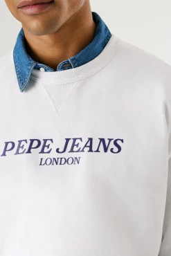 Pepe Jeans Sweatshirts-Sweatshirt com gola redonda , logo frontal e estampado nas costas. branco