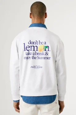 Pepe Jeans Sweatshirts-Sweatshirt com gola redonda , logo frontal e estampado nas costas. branco