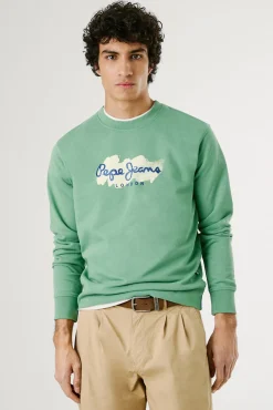 Pepe Jeans Sweatshirts-Sweatshirt com gola redonda , logo e estampado. verde