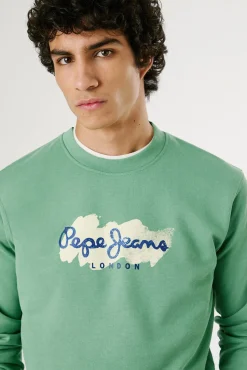 Pepe Jeans Sweatshirts-Sweatshirt com gola redonda , logo e estampado. verde