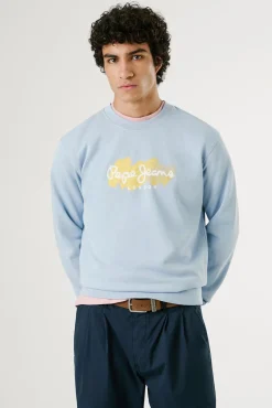 Pepe Jeans Sweatshirts-Sweatshirt com gola redonda , logo e estampado. azul