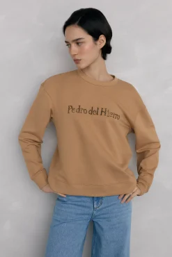 Pedro del Hierro Sweatshirts-Sweatshirt com logo de strass Beige