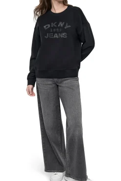 DKNY Sweatshirts-Sweatshirt com logo preto