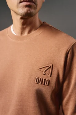 OOTO Sweatshirts-Sweatshirt com logo em relevo Castanho