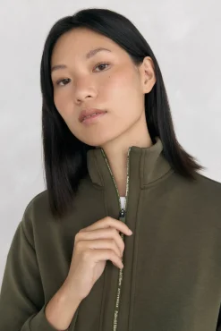 Pedro del Hierro Sweatshirts-Sweatshirt com soft touch e gola Perkins Verde