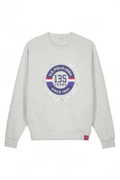 Us Polo Sweatshirts-Sweatshirt Crowd USPA FLC 135 anos Cinzento