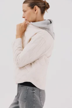 Cortefiel Casacos|Acolchoados E Agasalhos-sweatshirt curto com capuz Ecru