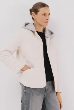 Cortefiel Casacos|Acolchoados E Agasalhos-sweatshirt curto com capuz Ecru