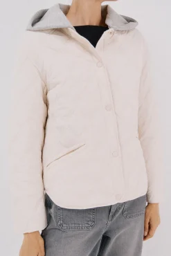 Cortefiel Casacos|Acolchoados E Agasalhos-sweatshirt curto com capuz Ecru