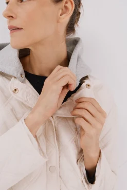 Cortefiel Casacos|Acolchoados E Agasalhos-sweatshirt curto com capuz Ecru