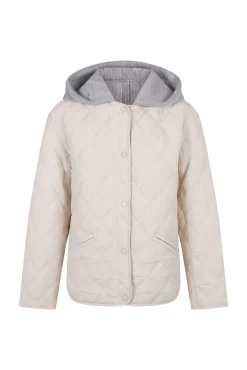 Cortefiel Casacos|Acolchoados E Agasalhos-sweatshirt curto com capuz Ecru