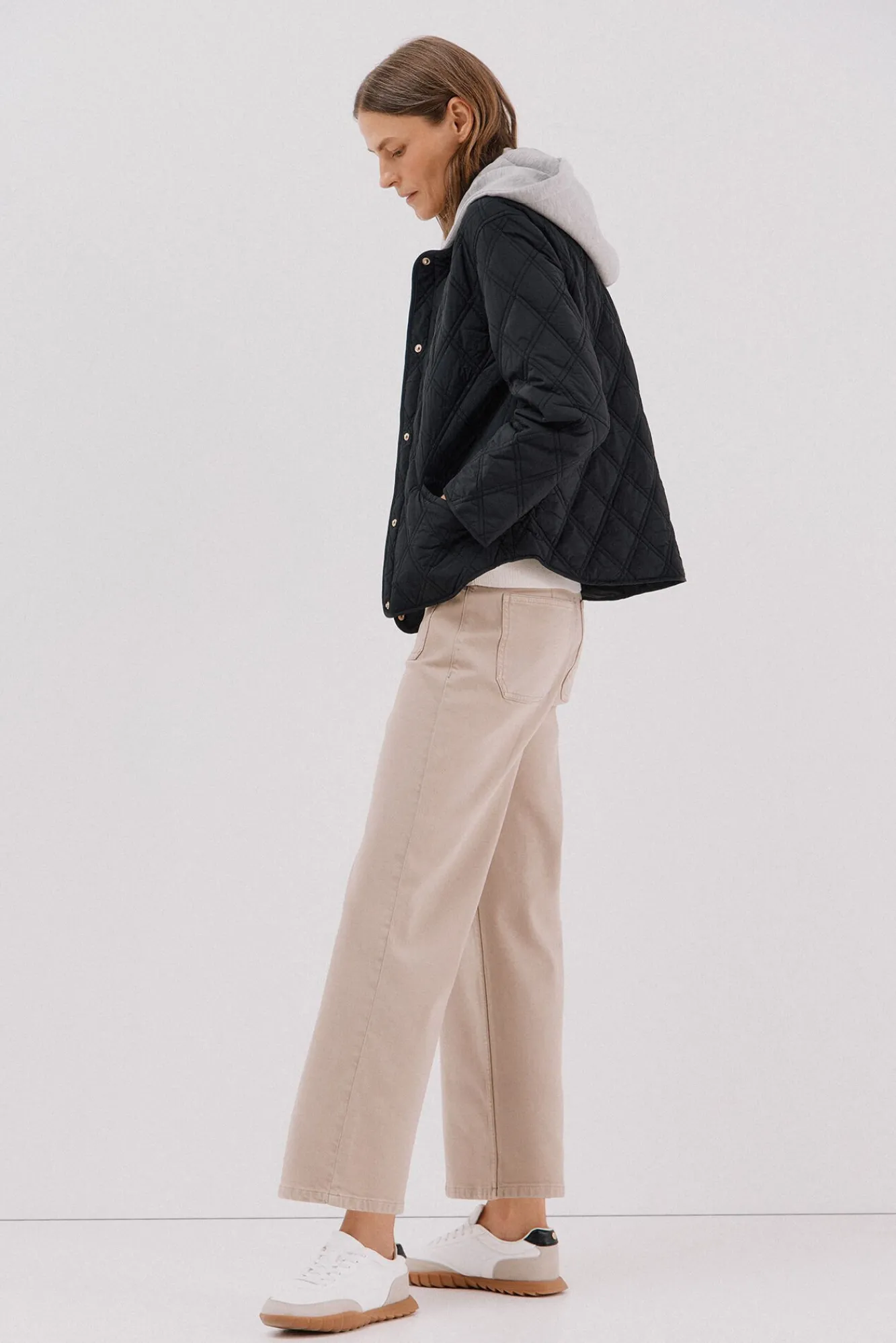 Cortefiel Casacos|Acolchoados E Agasalhos-sweatshirt curto com capuz Preto