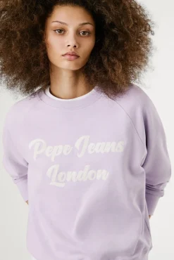 Pepe Jeans Sweatshirts-Sweatshirt de manga comprida com logo bordado na frente rosa