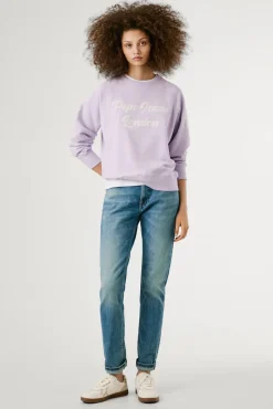 Pepe Jeans Sweatshirts-Sweatshirt de manga comprida com logo bordado na frente rosa