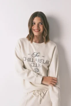 Women'secret Sweatshirts-Sweatshirt de pelúcia de algodão branco bege