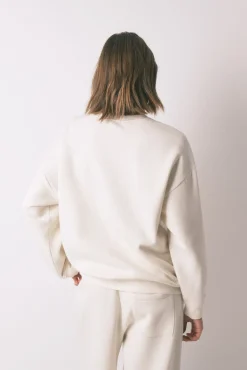 Women'secret Sweatshirts-Sweatshirt de pelúcia de algodão branco bege