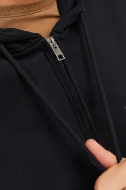 Jack & Jones Sweatshirts-Sweatshirt descontraída com fecho-éclair preto