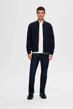 Selected Sweatshirts-Sweatshirt estilo bomber feito com algodão orgânico Azul