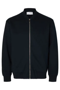 Selected Sweatshirts-Sweatshirt estilo bomber feito com algodão orgânico Azul