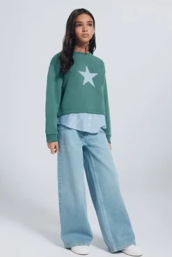 Springfield Kids Sweatshirts|T-Shirts-Sweatshirt Estrela Feminino verde