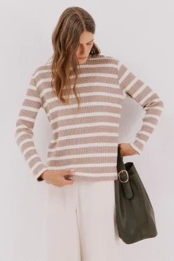 Cortefiel Sweatshirts-Sweatshirt estruturado riscas Tostado