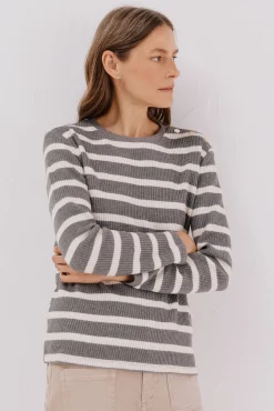 Cortefiel Sweatshirts-Sweatshirt estruturado riscas Cinzento