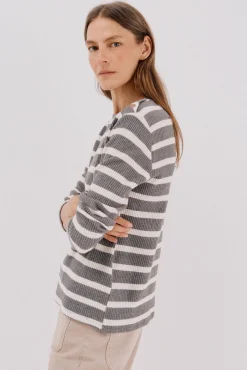 Cortefiel Sweatshirts-Sweatshirt estruturado riscas Cinzento