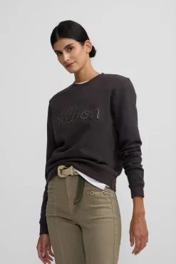 Silbon Sweatshirts-Sweatshirt feminino com tachas Preto