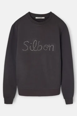 Silbon Sweatshirts-Sweatshirt feminino com tachas Preto