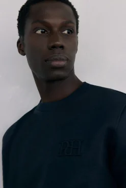 Pedro del Hierro Sweatshirts-Sweatshirt gola caixa tecido técnico Azul