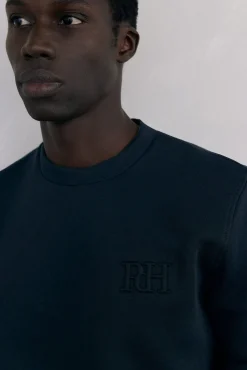 Pedro del Hierro Sweatshirts-Sweatshirt gola caixa tecido técnico Azul