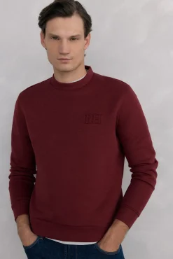 Pedro del Hierro Sweatshirts-Sweatshirt gola caixa tecido técnico Bordeaux