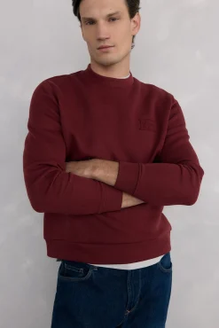 Pedro del Hierro Sweatshirts-Sweatshirt gola caixa tecido técnico Bordeaux