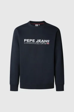 Pepe Jeans Sweatshirts-Sweatshirt Gola Redonda Com Logo azul