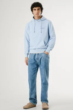 Pepe Jeans Sweatshirts-Sweatshirt lavado com logo pequeno na frente e logo grande atrás. azul