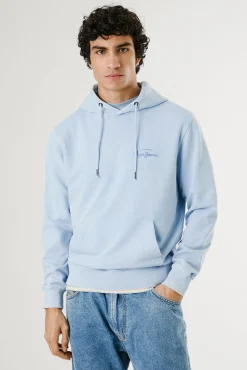 Pepe Jeans Sweatshirts-Sweatshirt lavado com logo pequeno na frente e logo grande atrás. azul