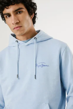 Pepe Jeans Sweatshirts-Sweatshirt lavado com logo pequeno na frente e logo grande atrás. azul