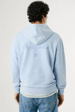 Pepe Jeans Sweatshirts-Sweatshirt lavado com logo pequeno na frente e logo grande atrás. azul