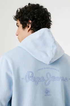 Pepe Jeans Sweatshirts-Sweatshirt lavado com logo pequeno na frente e logo grande atrás. azul