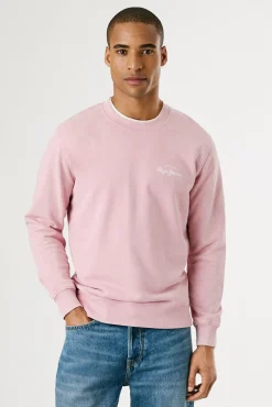 Pepe Jeans Sweatshirts-Sweatshirt lavado com logo pequeno na frente e logo grande atrás. rosa