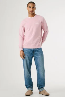 Pepe Jeans Sweatshirts-Sweatshirt lavado com logo pequeno na frente e logo grande atrás. rosa