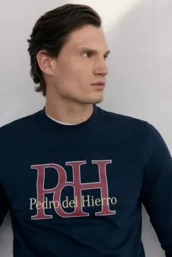 Pedro del Hierro Sweatshirts-Sweatshirt logo gola caixa Azul