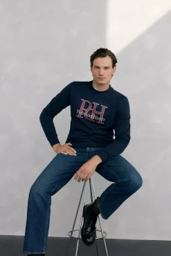 Pedro del Hierro Sweatshirts-Sweatshirt logo gola caixa Azul