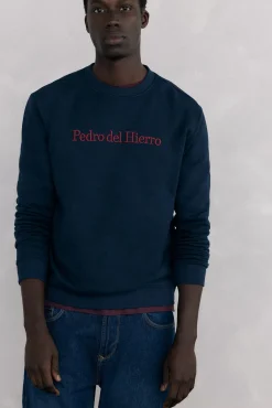 Pedro del Hierro Sweatshirts-Sweatshirt logo gola caixa Azul