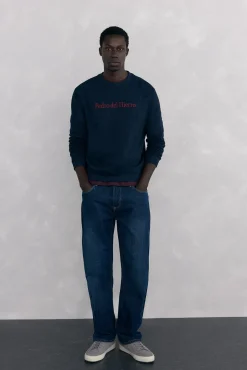 Pedro del Hierro Sweatshirts-Sweatshirt logo gola caixa Azul