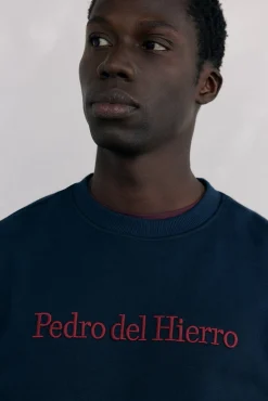 Pedro del Hierro Sweatshirts-Sweatshirt logo gola caixa Azul