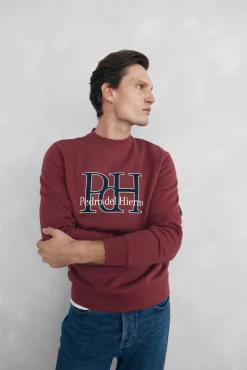 Pedro del Hierro Sweatshirts-Sweatshirt logo gola caixa Bordeaux
